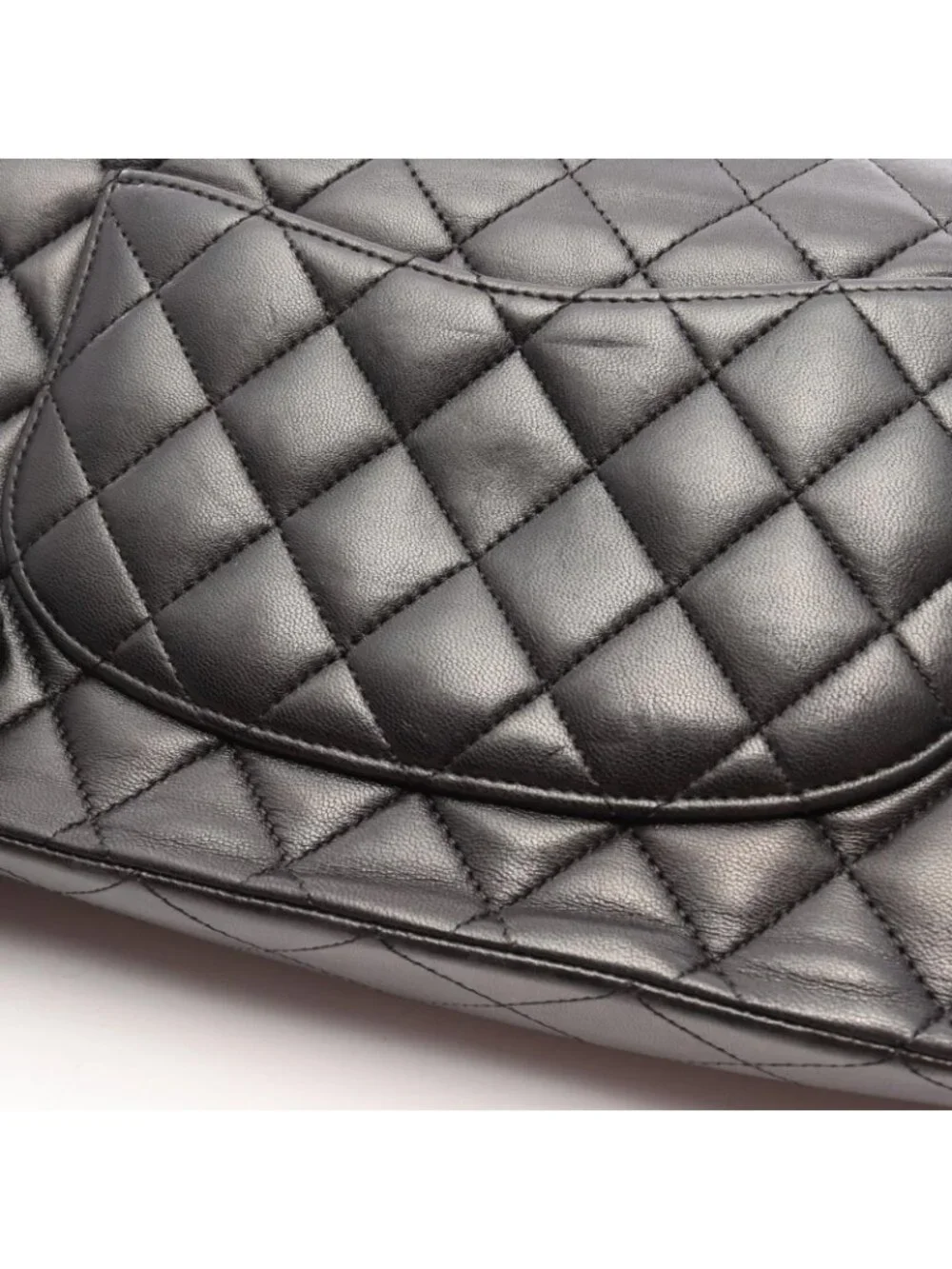 Chanel Shoulder Bag Quilted Double Flap Black Lambskin Chain
